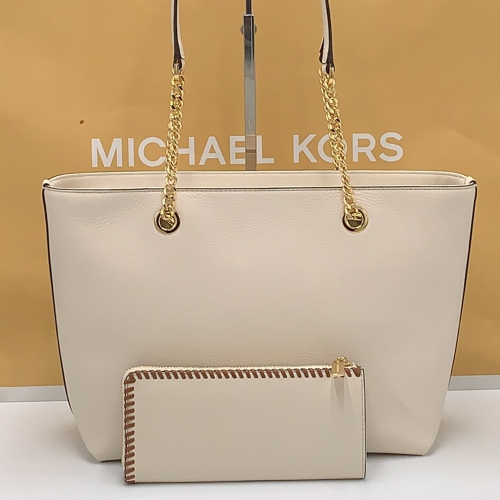 MICHAEL KORS Medium Front Pocket Shoulder Chain Tote & THREE QUARTER ZIP WALLET - Picture 7 of 16